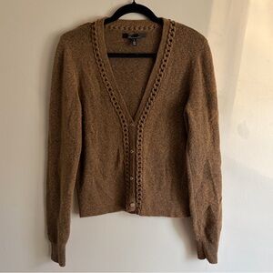 White House Black Market Brown V-Neck Cardigan